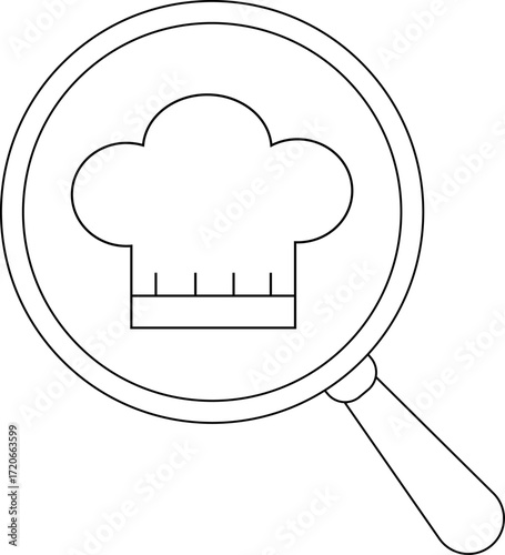 magnifying glass icon and chef's hat icon