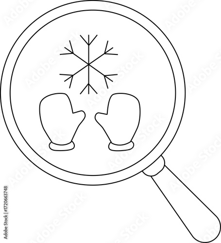 magnifying glass icon and snow glove icon