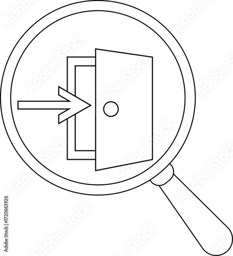 magnifying glass icon and entrance icon