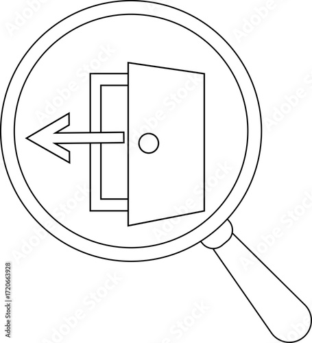 magnifying glass icon and exit icon