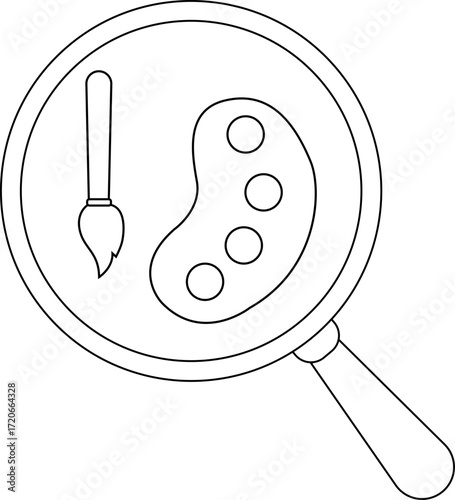 magnifying glass icon and paint palette brush icon