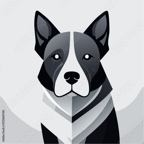 Elegant Minimalist Dog Illustration Black and White Canine Art