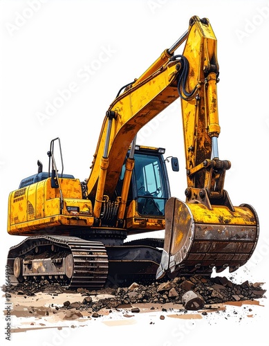Wallpaper Mural Yellow excavator on earth (1) Torontodigital.ca