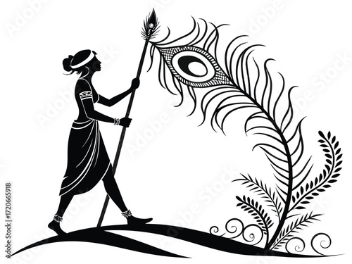 Warrior Durga Silhouette Vector with Trident | Festival Art