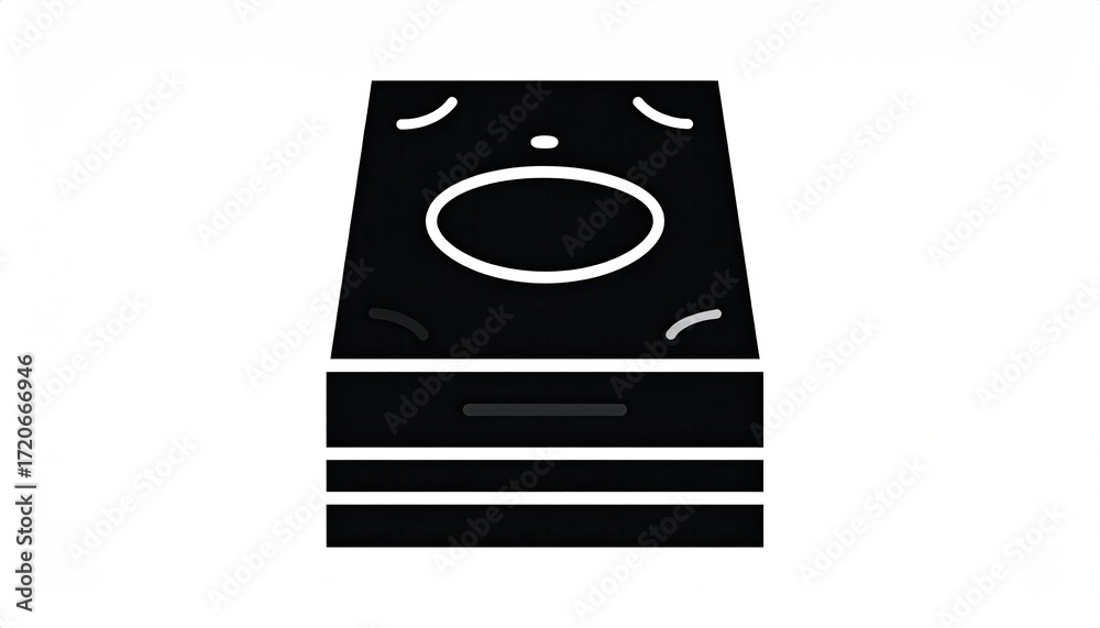 Fototapeta premium Stacked black money icon with a sink-like circle