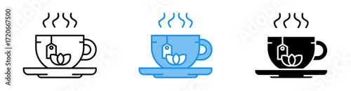 Tea icon set multiple style collection