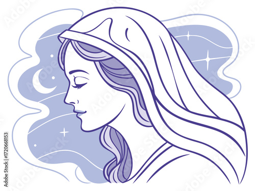Elegant Goddess Face Art Illustration – Festival of Navratri 2025