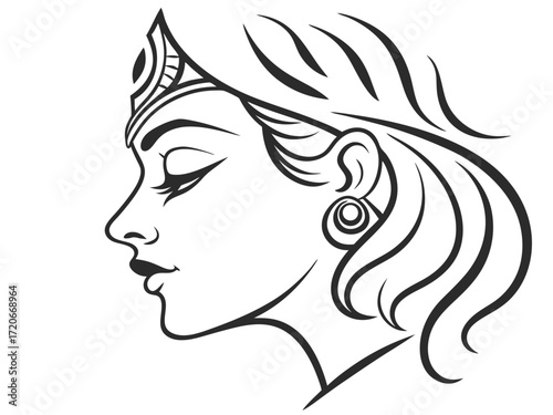 Durga Puja 2025 Festival Banner Vector – Maa Durga Silhouette