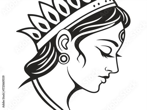 Durga Puja 2025 Vector Design – Goddess Face with Traditional Crown