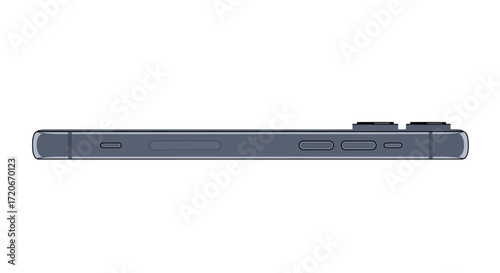 Dark gray smartphone, side view, buttons visible.