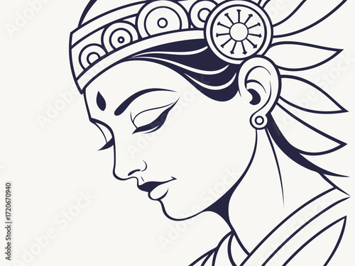Creative Durga Face with Floral Pattern – Durga Puja 2025 Illustration