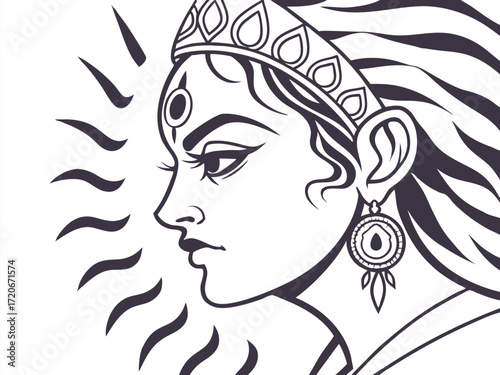 Durga Maa with Trident Illustration – Durga Puja 2025 Vector Design