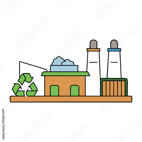A waste recycling plant processes discarded materials, sorting and converting them into reusable resources to reduce pollution, conserve energy, and protect the environment.
