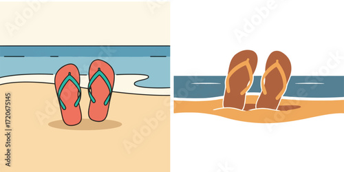 Beach Holiday Illustration With Flip Flops
