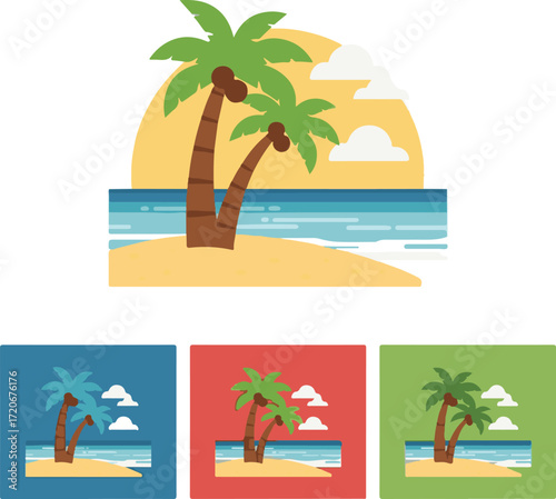 Tropical Beach Scene with Palm Trees