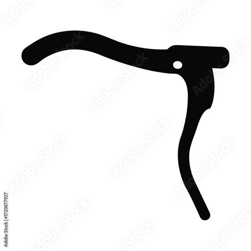 A Simple Black Silhouette of a Bicycle Brake Lever on White Background
