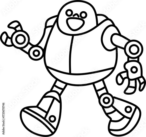 Cute cartoon tobot outline illustration for kids  coloring page