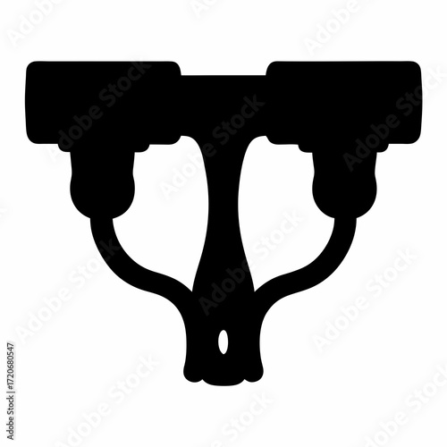 Abstract Silhouette of a Complex Mechanical Device, Two Symmetric Components