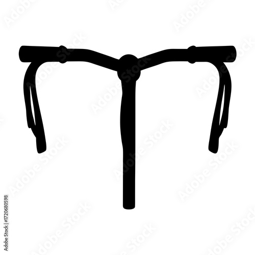 Monochrome image displaying a bicycle handlebar silhouette on a white background