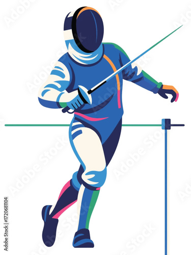 Fencing Illustrator Artwork Design Template Poster