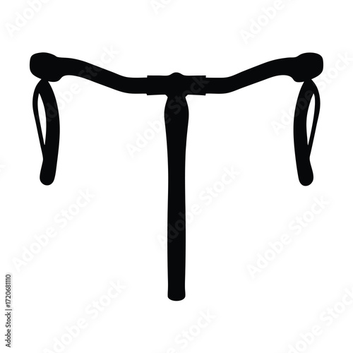 Black silhouette of bicycle handlebars against a white background providing minimalist aesthetics