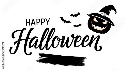 Spooky Halloween Wishes: A festive composition, conveying the spirit of Halloween with a carved pumpkin wearing a witch hat.