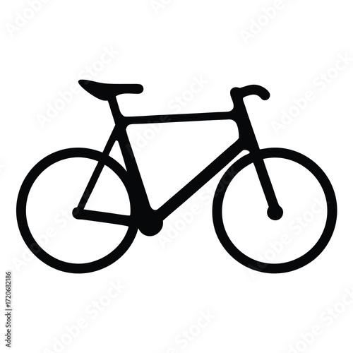 Simple black and white bicycle icon representing transportation and recreation