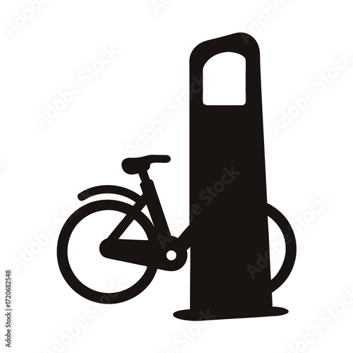 Bicycle and Bike Repair Station Symbol Illustrating Sustainable Transportation and Maintenance