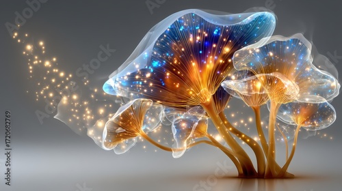A Magical Flower Illuminated by Enchanting Lights in a Snowy Forest Set the Scene for a Beautiful Christmas Art