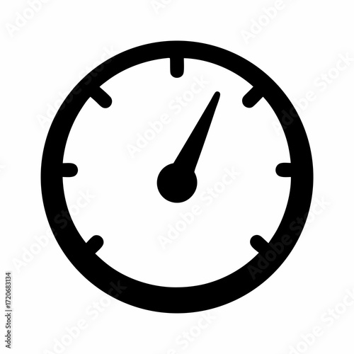 Black and white clock face indicating the time in a simple design