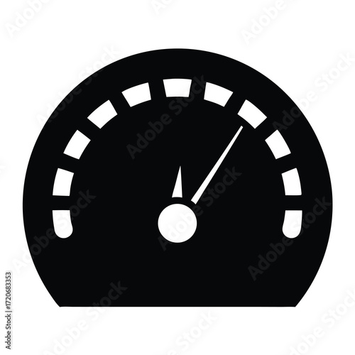 Sleek black speedometer icon indicating a moderate level or speed metric
