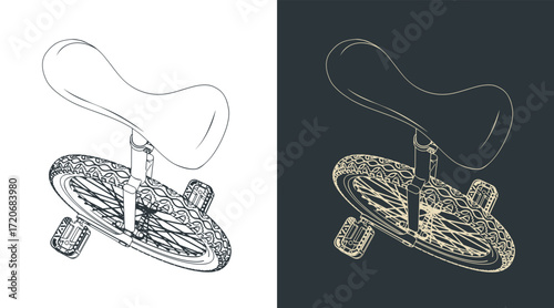 Unicycle stylized sketches