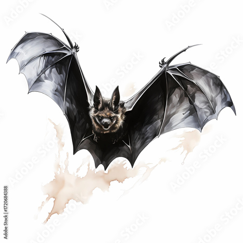Bat in Flight illustration tattoo