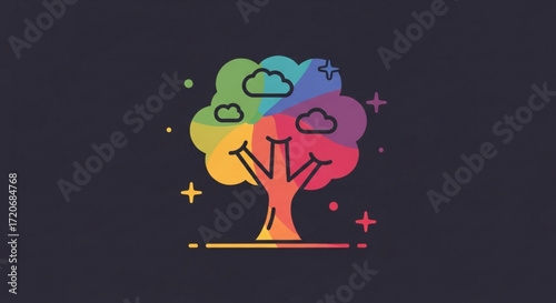 Colorful hot air balloon vector illustration for travel adventure and sky high flight experience design element