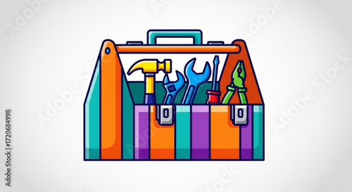 Toolbox with tools vector illustration for repair maintenance and construction projects diy handyman toolkit concept