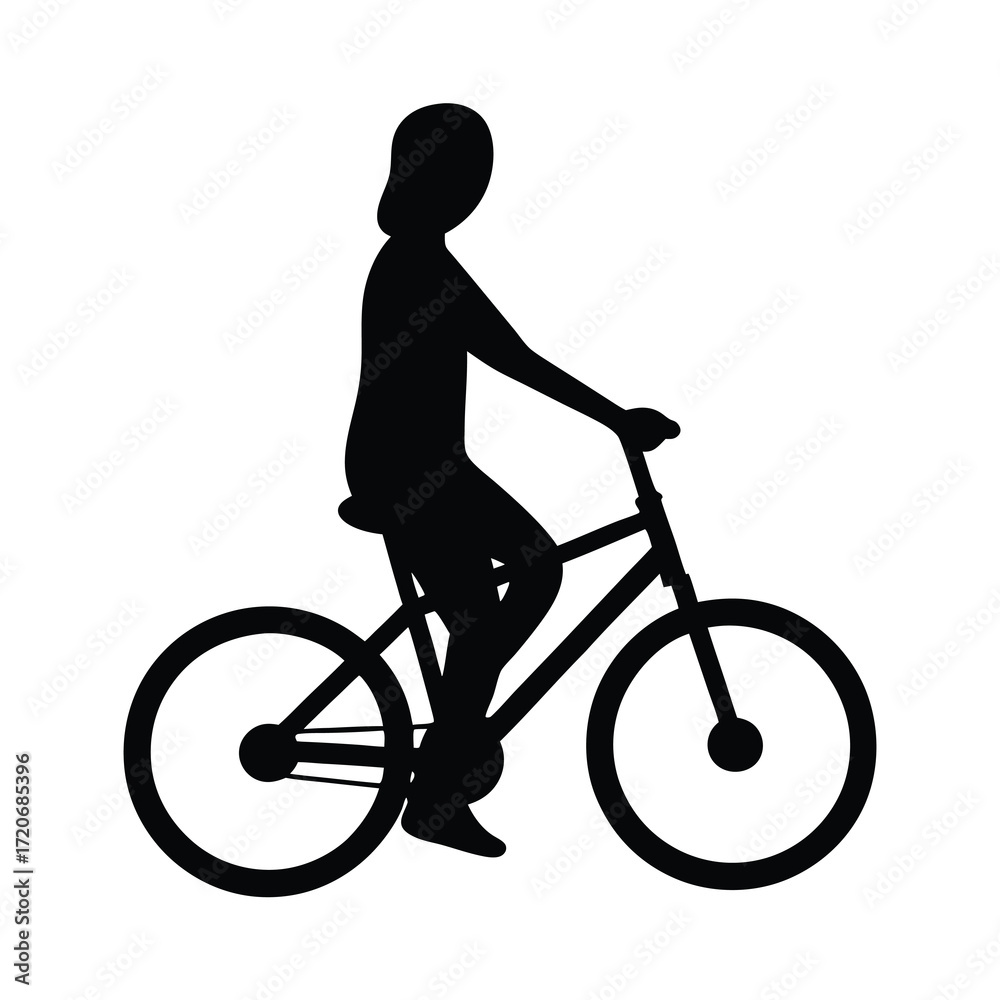 Obraz premium Silhouette of person riding a bicycle on a white background image