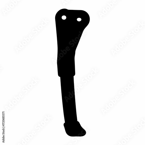 Isolated black bicycle kickstand on white background providing stability and support