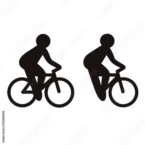 Stylized cartoon two bicycle with two cyclist con in black silhouette perfect for design use