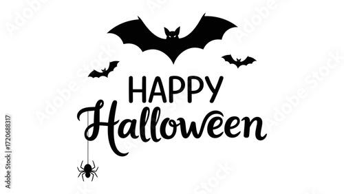 Spooky Halloween Celebration: Spooky and festive imagery, featuring bats and spider celebrating Halloween.