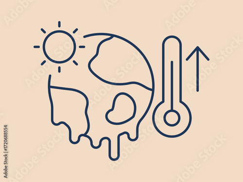 Climate change icon. Social issues problems icon. Simple vector illustration in modern thin line style. Vector illustration.