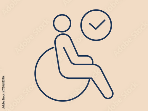 Disability rights icon. Social issues problems icon. Simple vector illustration in modern thin line style. Vector illustration.