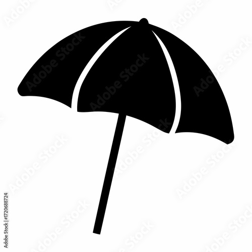 Silhouette of a Beach Umbrella Provides Shade and Sun Protection Icon