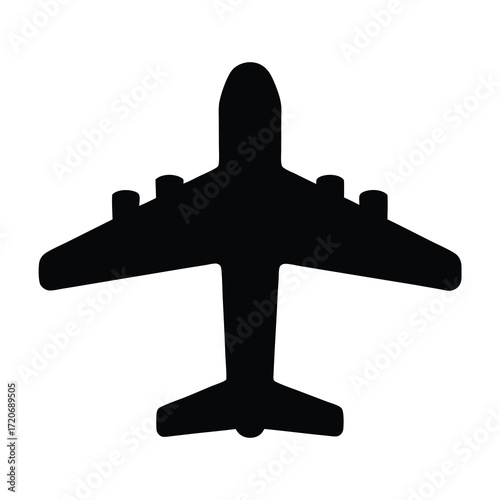 Silhouette of a passenger plane with engines on the wings taking off