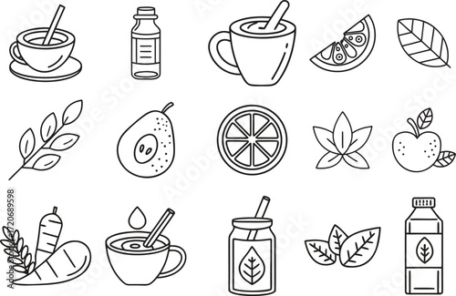 Detox & Cleanse related editable stroke outline icon sets