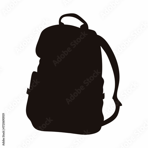 Silhouette of a Backpack with Straps and Handle Ready for Travel