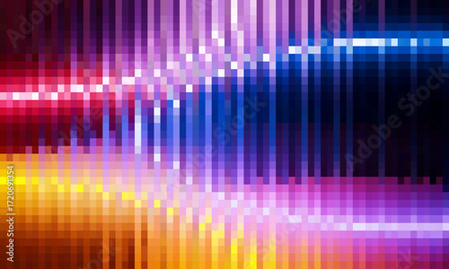 Abstract ribbed fractal glass texture effect with bright smooth fluted vertical lines of colorful gradient. Bold and dynamic design blending bright colors and geometry for modern visual art project