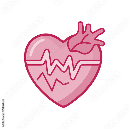 Heartbeat icon design representing a healthcare concept and featuring a vector illustration of a cardiopulmonary pulse