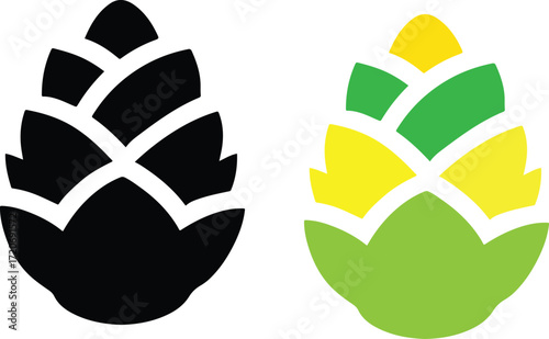 Pine hop cone logo design vector  and illustration