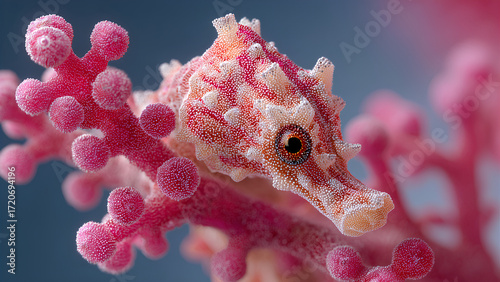 Pink Pygmy Seahorse on Coral