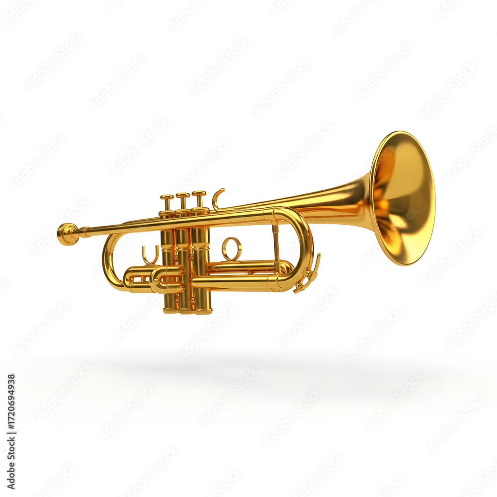 Obraz premium Shiny Golden Trumpet Musical Instrument.